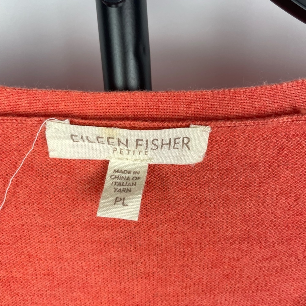 Eileen Fisher Coral Cotton Cashmere Shortโ Sleeve V-Neck Knit Cardigan Sweater - Picture 2 of 7